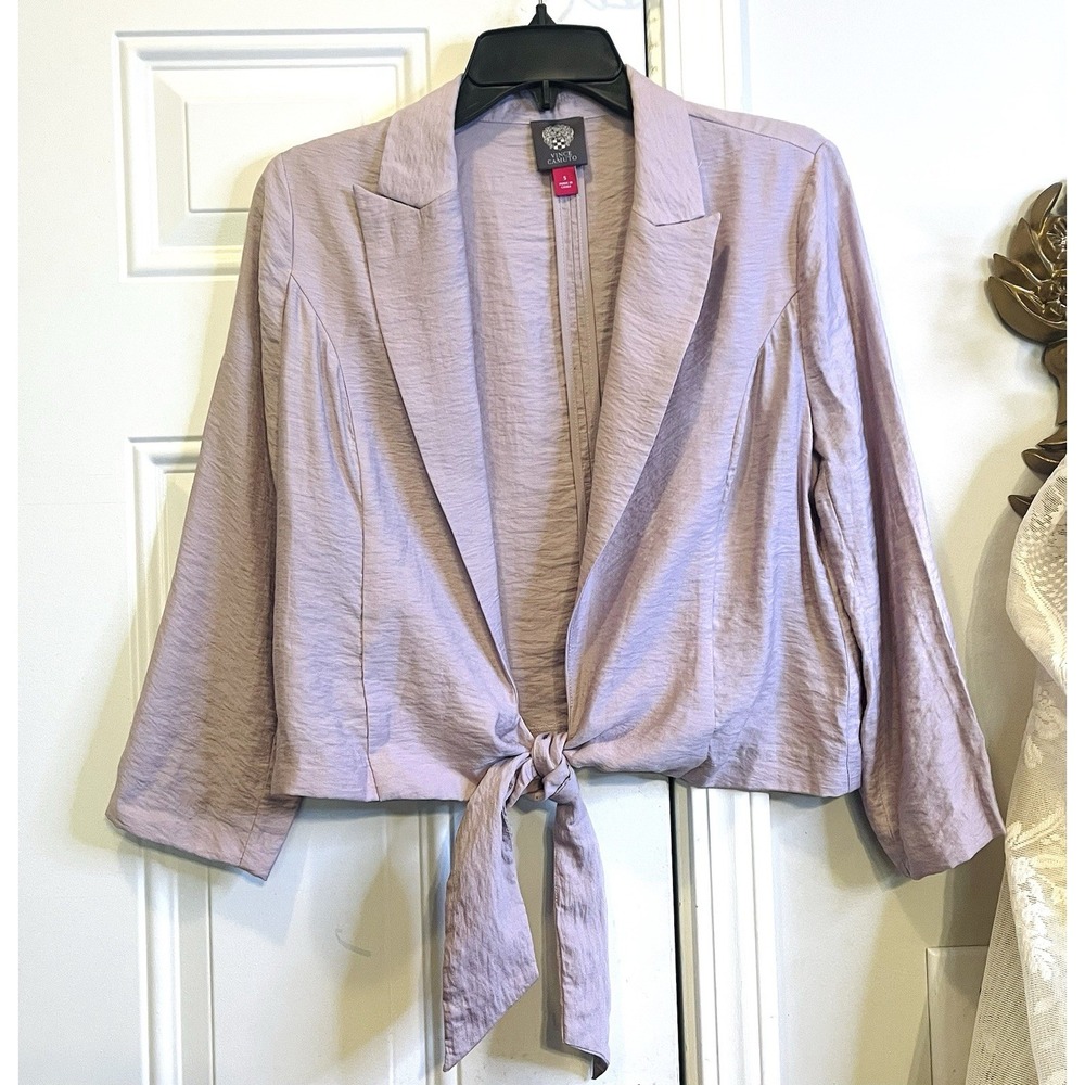 Vince Camuto Coquette Womens Small Lilac Purple Tie Front Crop Blazer Jacket